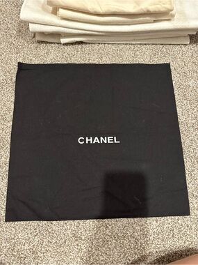 CHANEL Black Dust Bag with White Logo